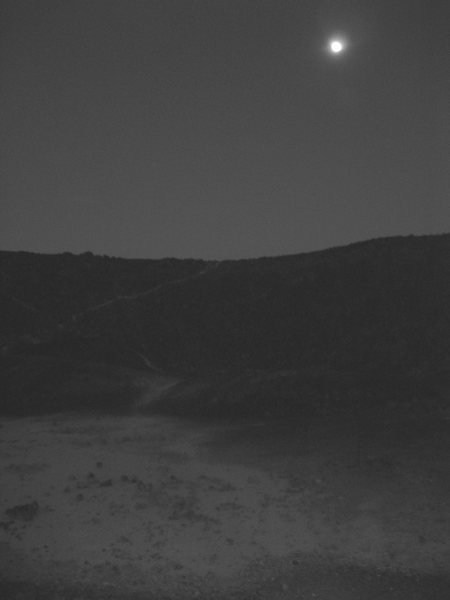 Hanging out in the Amboy Crater at night; we had it all to ourselves. The moon was really bright. No headlamps needed.<br>
<br>
3/19/08