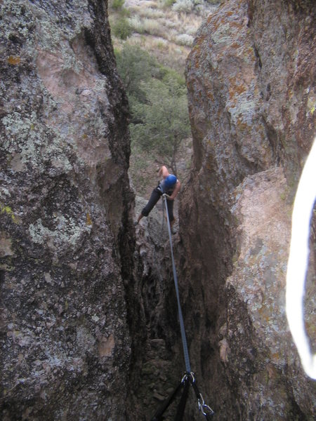 Nice boulder you can throw some webbing around for top-roping and back up with a hex in a crack.