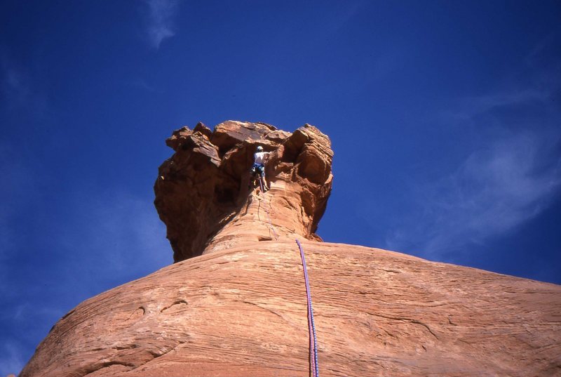 Charles Vernon at the crux, Otto's Route.