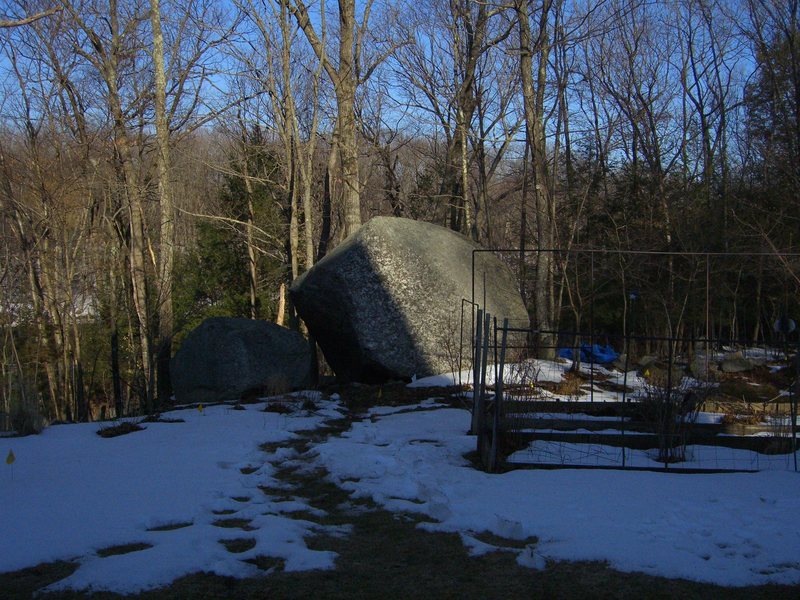 A view of the Lemon Boulder from my driveway. What luck to have this wonderful piece of rock in my front yard!