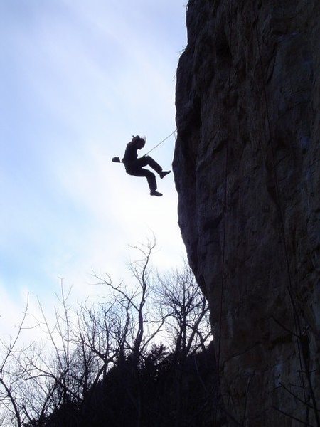 Ben I. taking a whip off of the redpoint crux