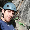 Self portrait at the belay on Royal Arches...