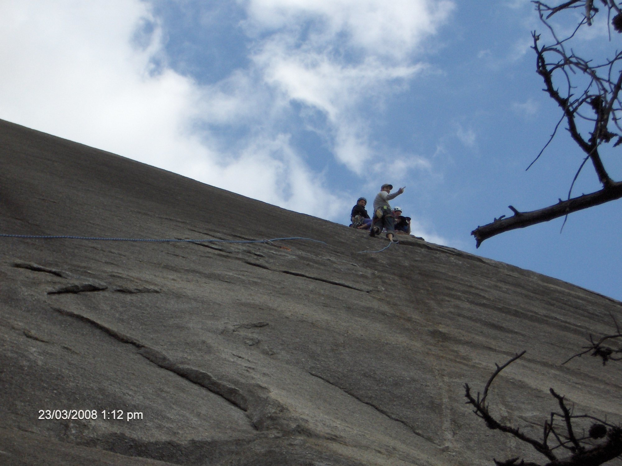 Me getting near the anchors of the first pitch of Yardarm. My first real climb on the big face.