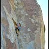 Michelle on Course & Buggy, enjoying the security of a hand jam after the thin crux stems.