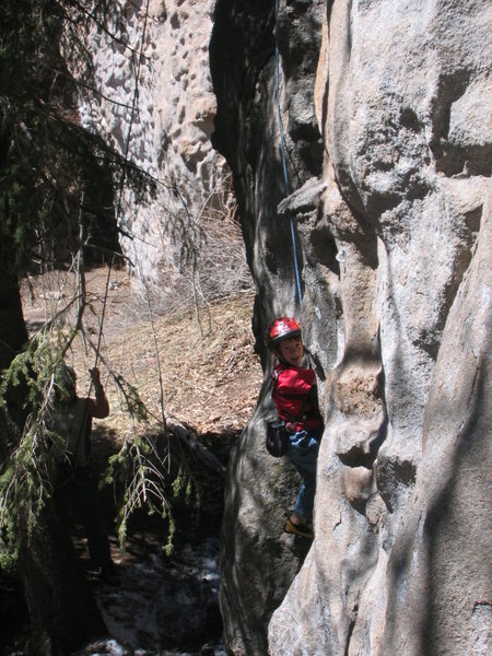 Cody having a ball as he starts up <em>Stewed Prune,</em> Area 37. April 13, 2008.