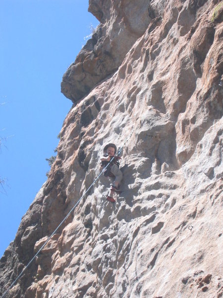 Thumbs up! Miles (age 3) at the chains for <em>The InBetween</em> at Area 37 on April 13, 2008.