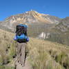 Nancy Bell hikes toward Illiniza Norte.