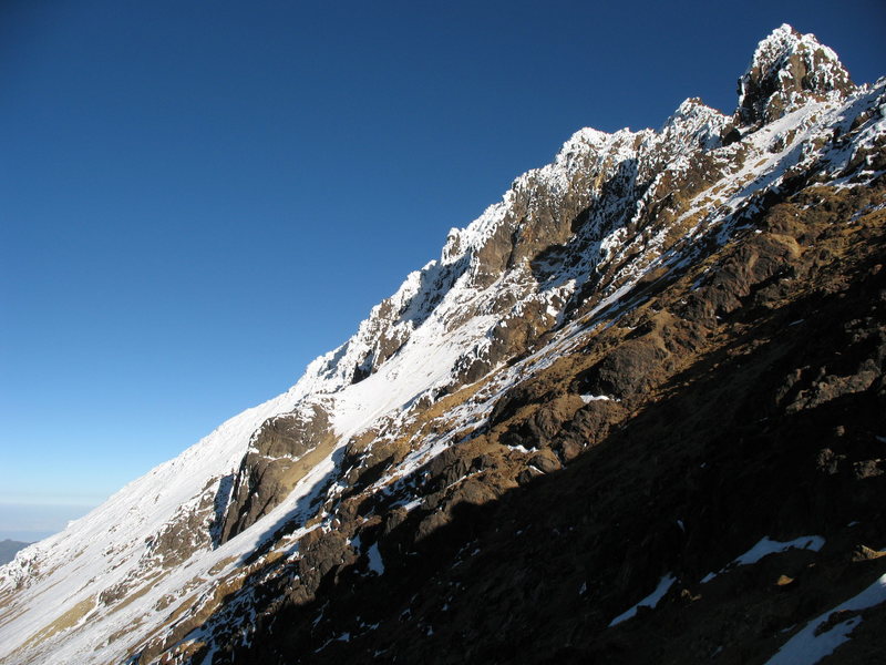 The summit of Illiniza Norte as seen from partway up the Normal Route.