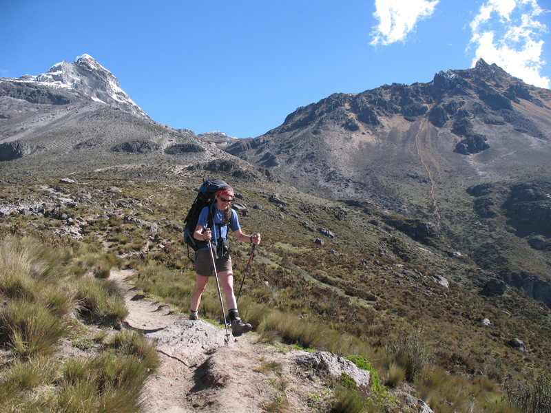 Nancy Bell heads back to the hostal after a succesful summit bid.