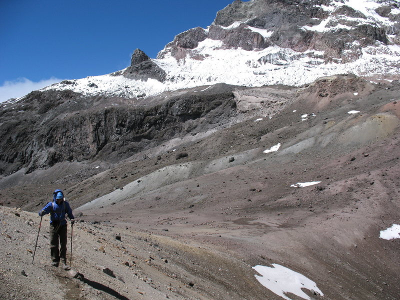 The start of the Normal Route, Illiniza Norte. Illiniza Sur is in the background.