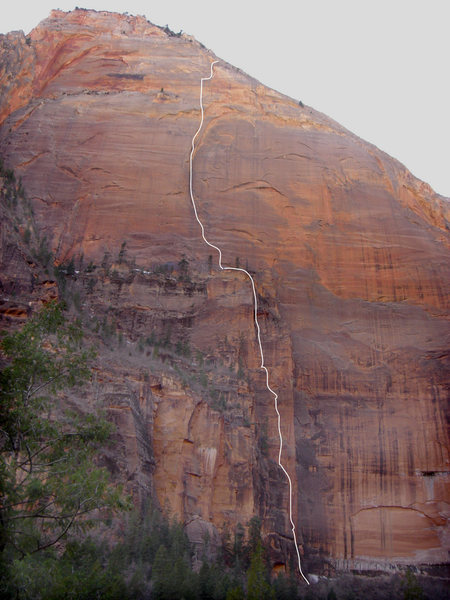 The 2,200' north face and "Ghost Dance" VI 5.9 A3+