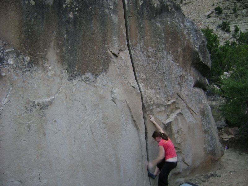 My lovely fiancee starting to figure out the crack.