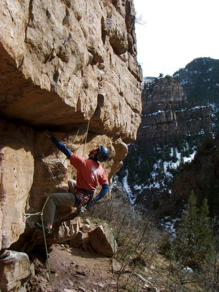 Setting up for the crux on Surrender to the Air.