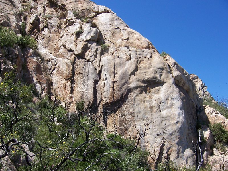 Hidden Wall as seen from the top of Twin Lizards Arete.