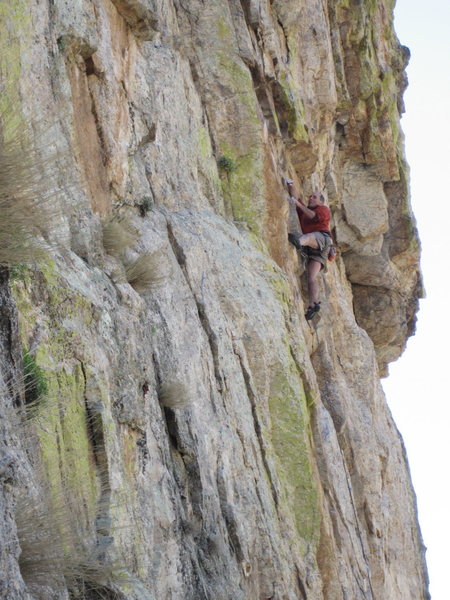 Peter Noebels on new route at the ..... area. It is part of the show and tell only area we sport bolters are trying to keep trad climbers from ruining.