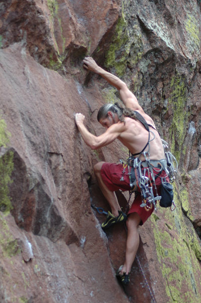 Wayne Crill on Foxtrot before 1st ascent of Tango.