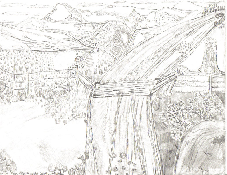 Santa Rosa Mountains, Paradise Valley, Nevada. Pencil and Charcoal. Fall 2007.