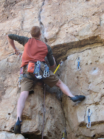 Jack's Canyon Spring 2008. Yes, that is trad gear, yes, I am an Idiot, yes, I sport climbed the rest of the weekend and LOVED it... pockety limestone is emphetically the shit.