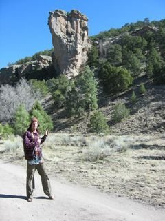 Posing with my rack in front of Enchanted Tower, New Mexico, just to be silly haha...