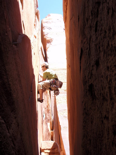 We moved the belay after P1 down into the cave. It was nice to get out of the sun for a few.