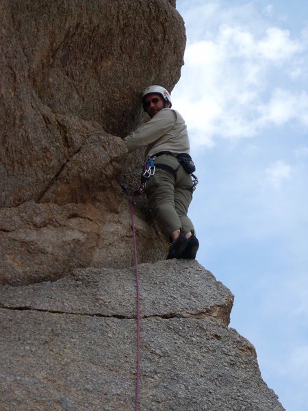 Rest stop before the overhang crux.