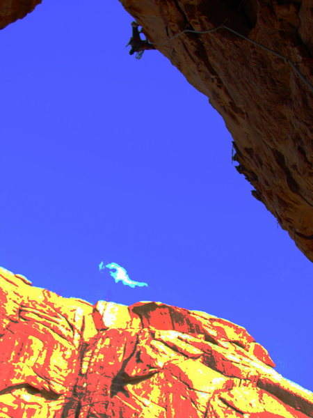 A colorful Stefan Doucette going for the belay.