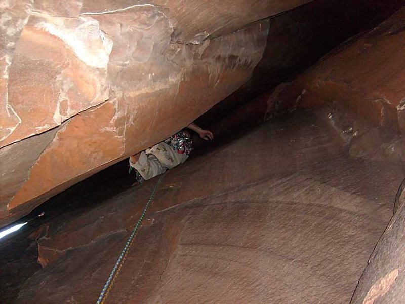 The view from inside the roof/chimney on pitch 2.