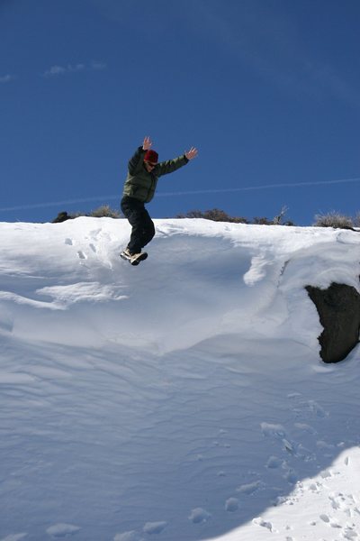 The Ravine in winter conditions, still fun, but not a boulder problem in sight!