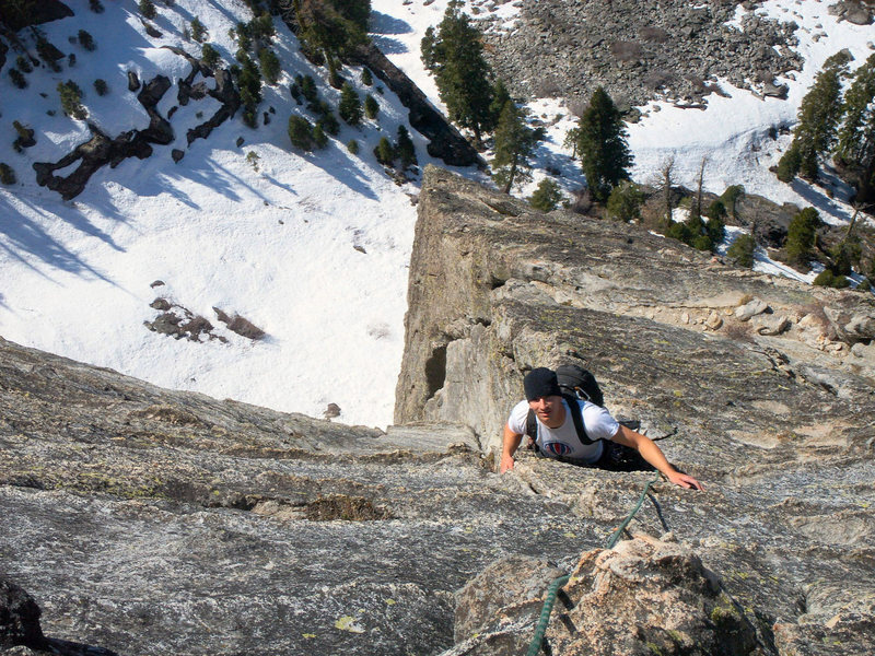 Frank tops out in early season ascent.