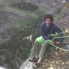 tony at the first belay on jam crack.