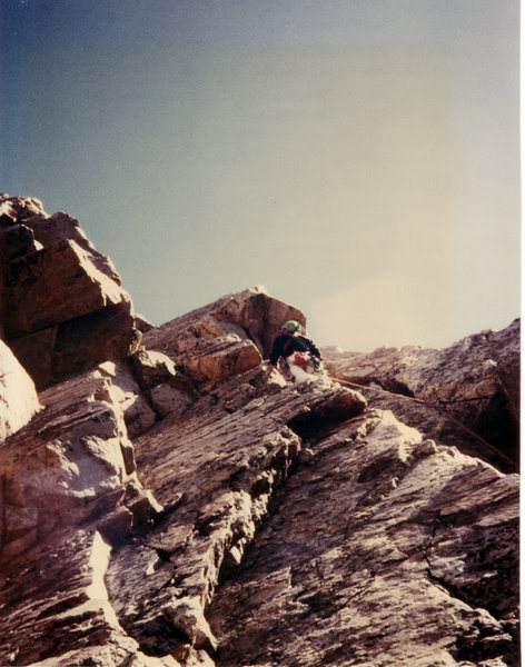 SW Ridge of Symmetry Spire: Tetons 1978
<br>
<br>
When white painter's pants were still the height of fashion.