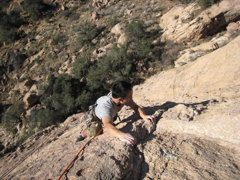 My partner nearing the top of IoY. I like how all points converge in the distance in this photo. Gives you perspective on how long the route really is!<br>
<br>
December 2007