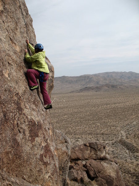 Maggie on View to a Thrill (5.7), Joshua Tree NP