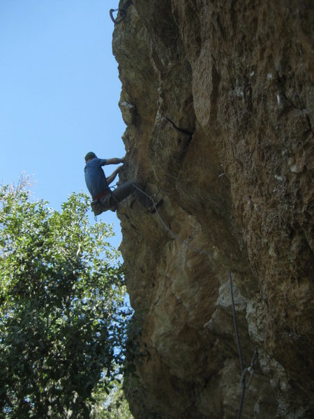 The mighty Saruman conjures all evils to fight the Elfin Warrior, ...or Eric Rhicard in the first ascent, making sure one more hard 5.12 bites the dirt.