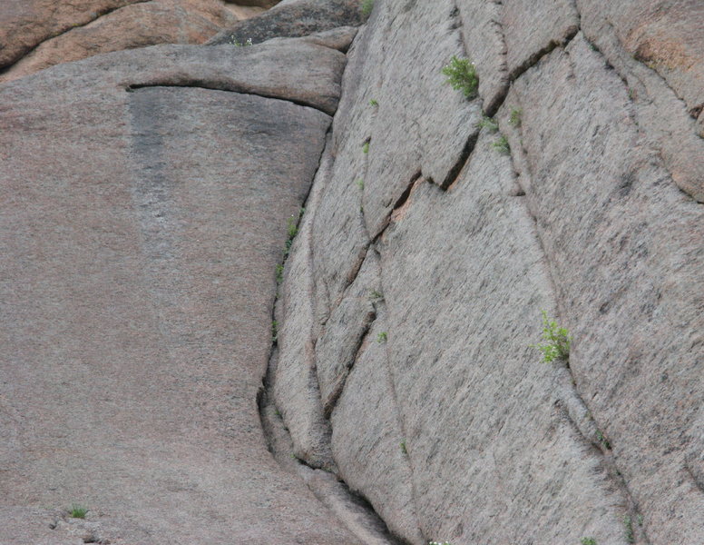 A close up of the crux on pitch 2.