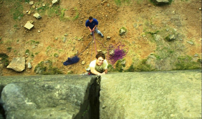 Paul enjoying the first pitch of Embankment 2, 5.8