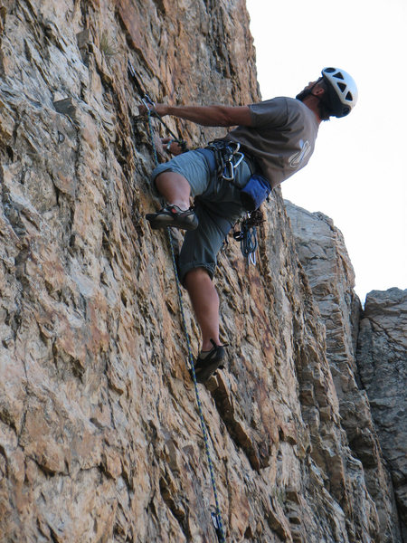 "Hey! Where'd all the <em>big</em> holds go?"<br>
<br>
John Ross on <em>R.R. Crossing</em>.