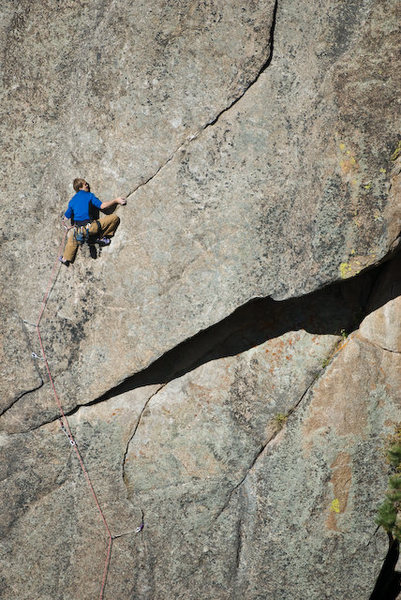 Jarrett moving into the crux undercling on the second ascent of Southern Cross (photo by Dan Gambino).