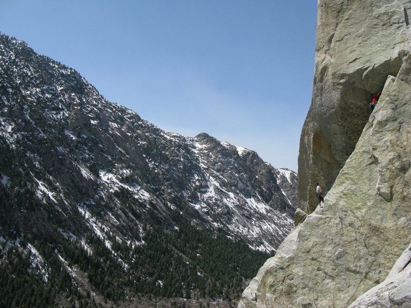 Some of my good friends climbing the second pitch of Touch Up.