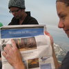 April does a bit of light reading on the summit of Cathedral