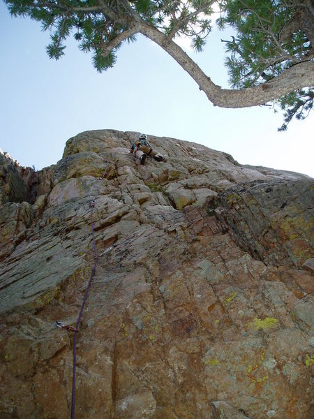 Left Cheek below the crux bulge.