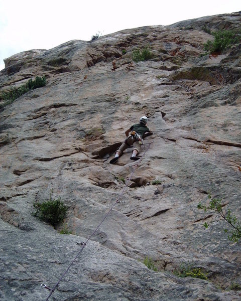 Wishing the right hand was better at the crux move right to the flake jug.
