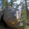 Cassieopeia Boulder (NW Face), Tramway <br>
