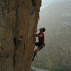 An aspirant to nobility preparing for the toss on King's Arete.<br>
Photo by Mike Gura