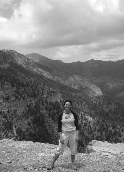 A great way to escape the heat of Vegas; hiking Mt. Charleston.<br>
<br>
My good friend Holly with the Charleston Peak in the background; on our way up to the meadows via the s. loop trail. (7/11/08)<br>
<br>
A refreshing hike!