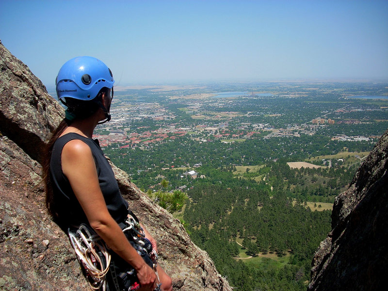 Jennifer relaxing and taking in the view from the top of the First Flatironette.