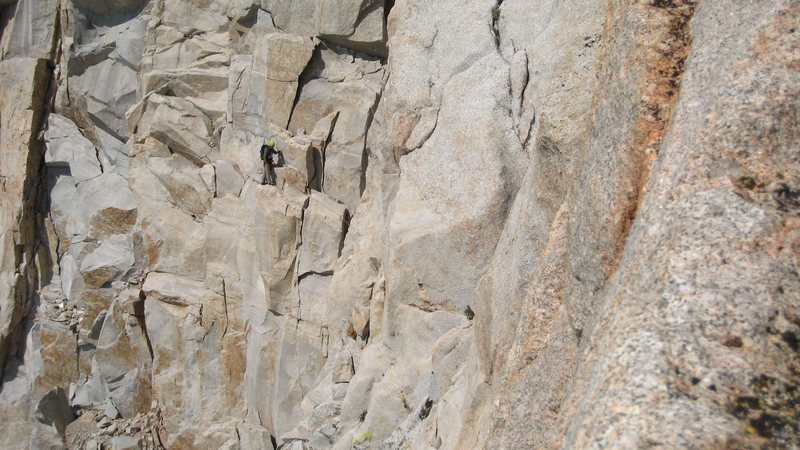 Climber on the fresh air traverse.