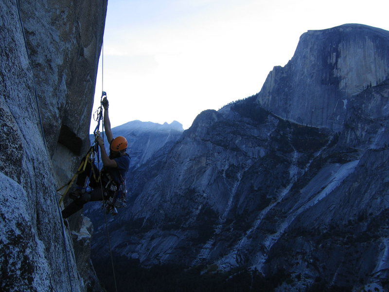 Jugging before sunrise on the South Face.