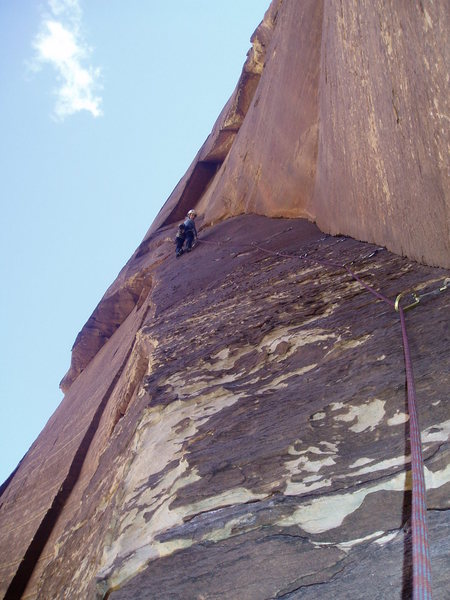Deanna sending the 3rd pitch right before she onsighted the crux fourth pitch.