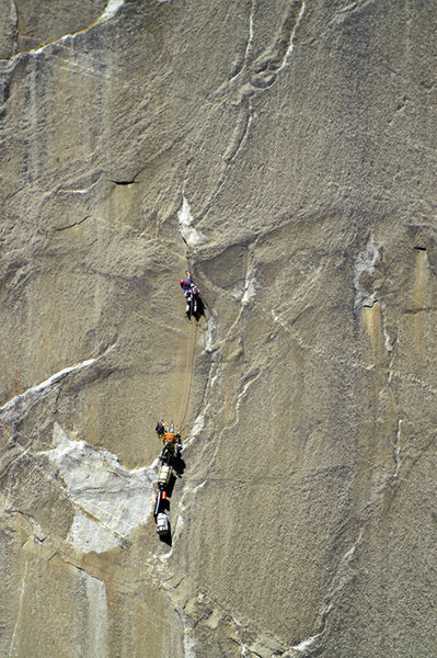 One of the endless hanging belays. Photo by Tom Evans of elcap-pics.com.
